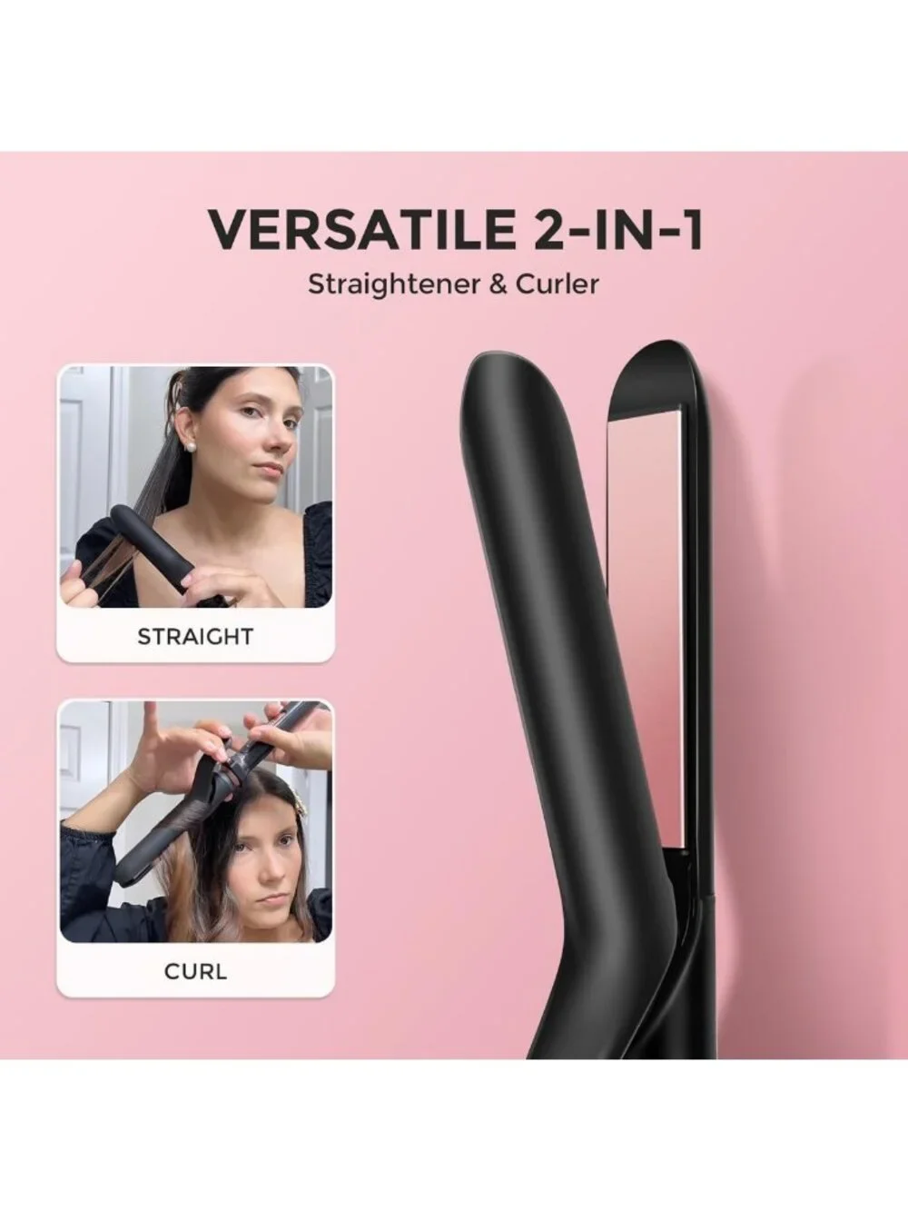 5-in-1 Curling Iron Set & Flat Iron with Ceramic Barrels - Versatile Hair